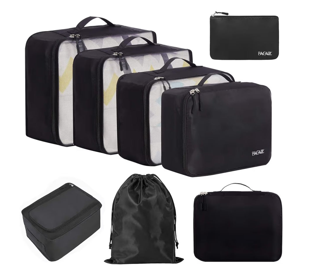 Luggage Packing Organizers for Travel Accessories-Jet Black 8 pieces